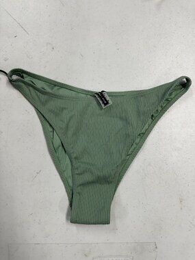KENDALL + KYLIE Bikini Bottom Womens Size L Green Ribbed Lined Stretch Swimwear